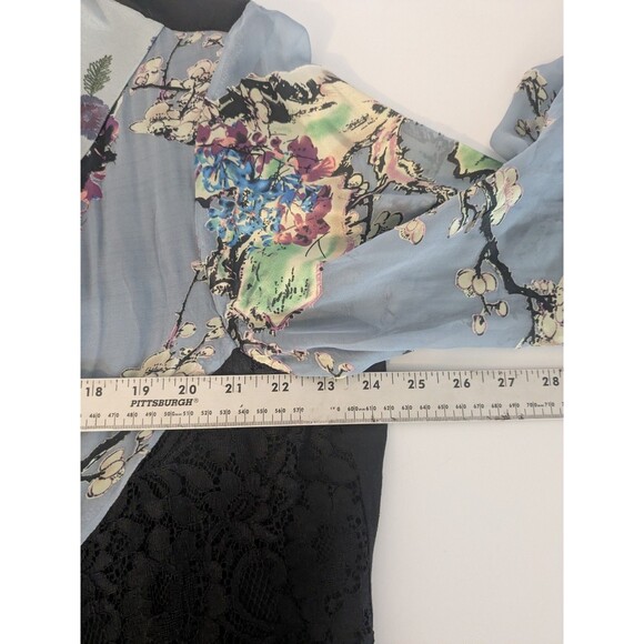 VTG Violet Kay Blue Floral Kimono Jacket Size 2xl fairy, whimsy, romantic - Picture 4 of 9